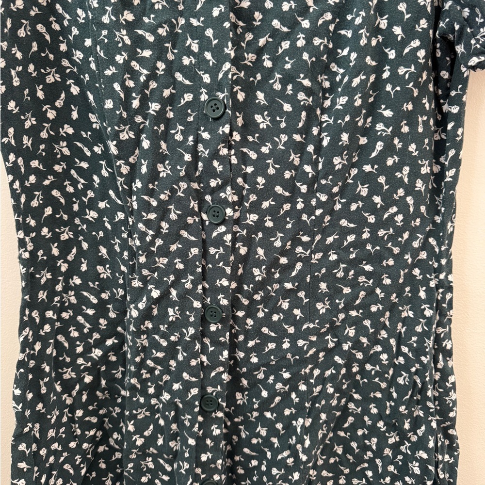 Floral Green Short Sleeve Dress - Picture 4 of 6